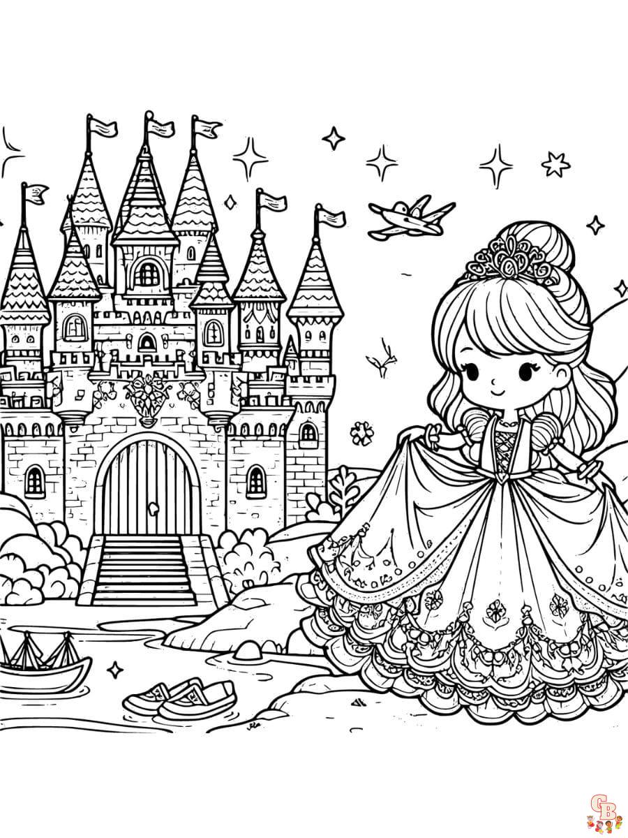 castillo de la princesa melocotón dibujos para colorear