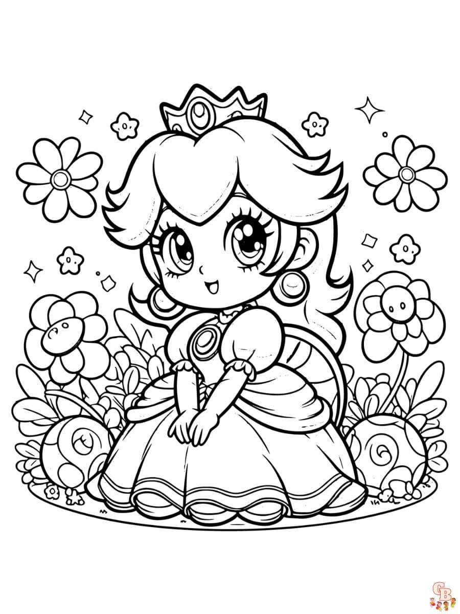 princess peach color pages