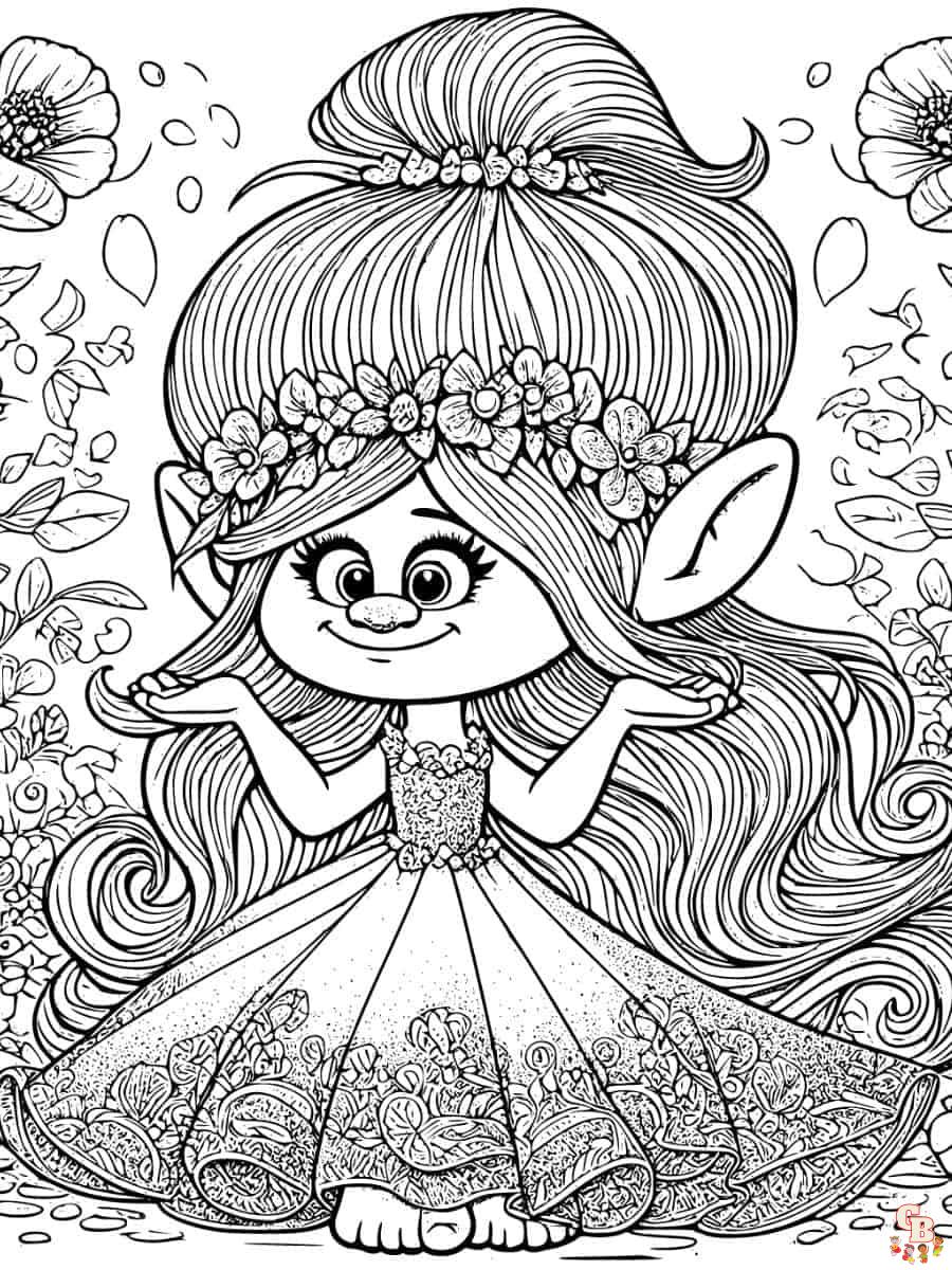 princess poppy coloring page