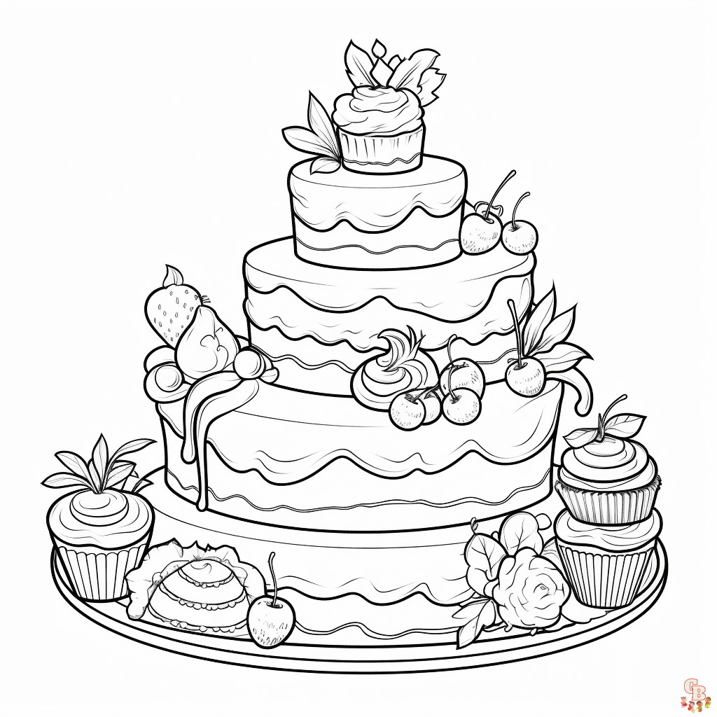 Desenhos para colorir de bolos para impressão grátis para crianças