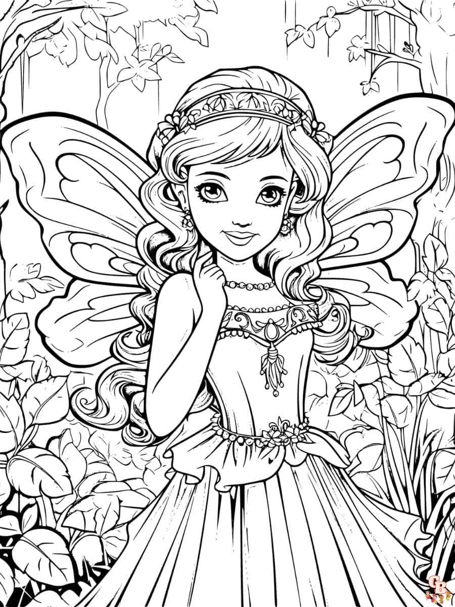 printable fairy princess coloring pages