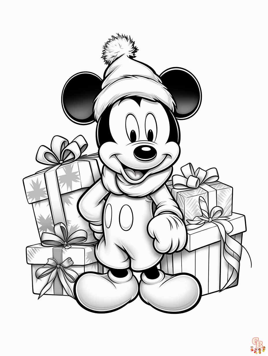 printable mickey mouse christmas coloring pages