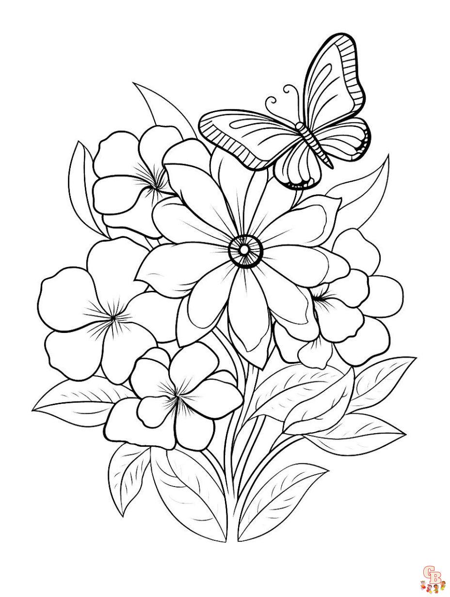 desenhos de flores para colorir  Flower coloring pages, Rose coloring  pages, Butterfly coloring page
