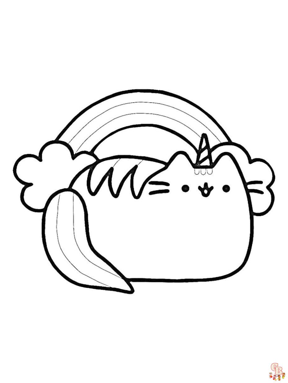 pusheen coloring pages unicorn