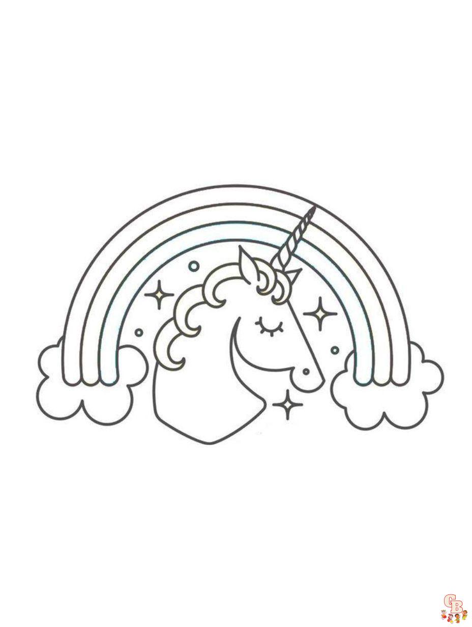 rainbow and unicorn coloring page