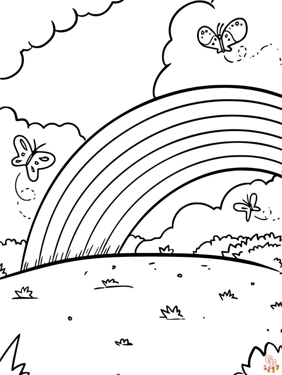 rainbow butterfly coloring page