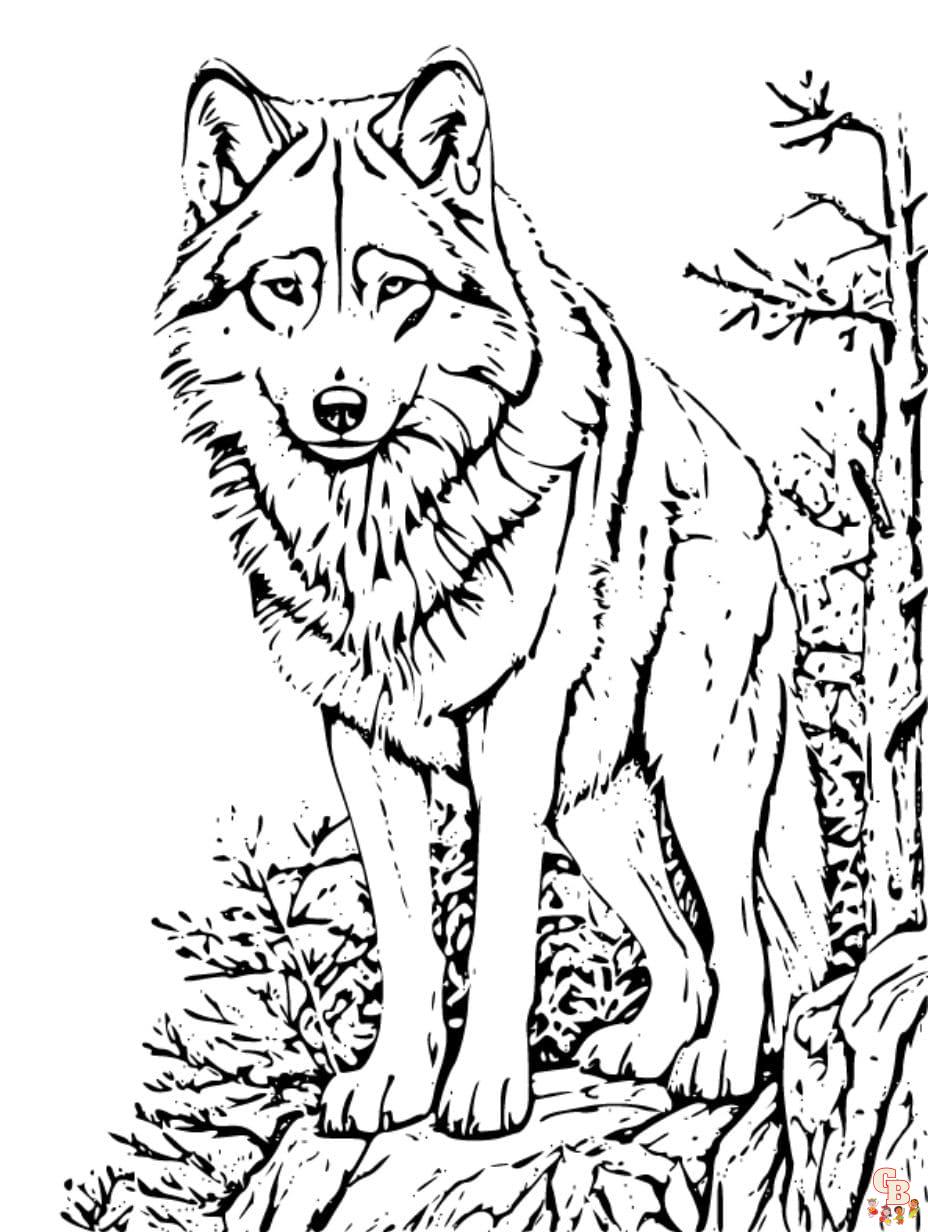 realistic wolf in moonlight wolf coloring pages
