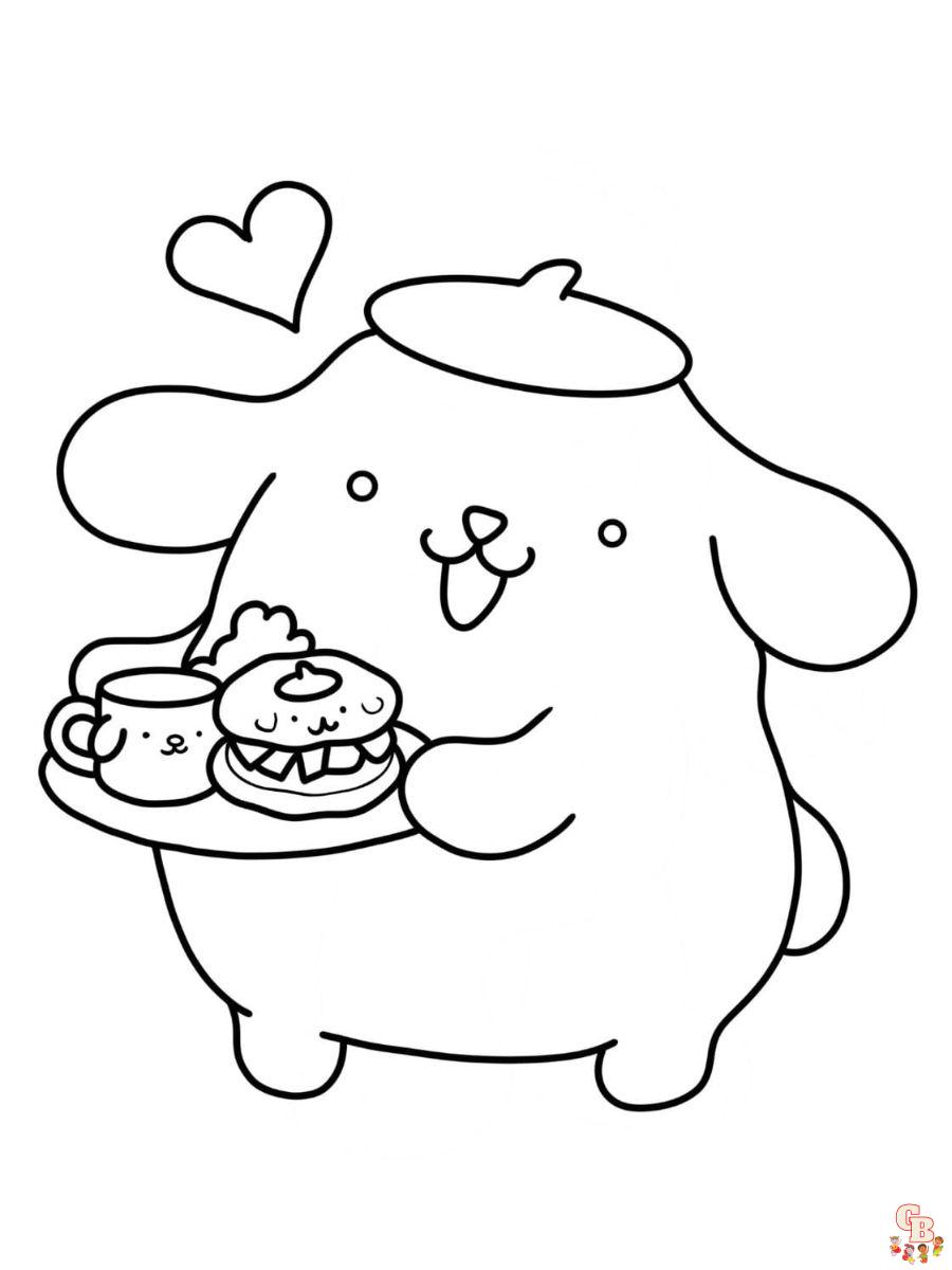 sanrio coloring pages pompompurin to print