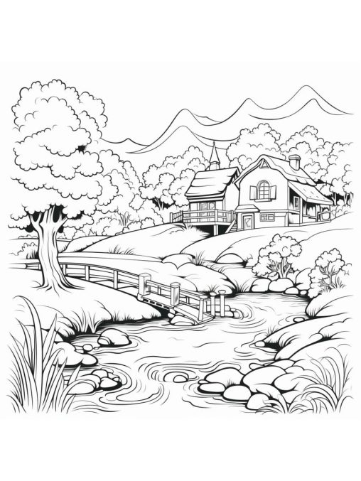 Printable Scenery Coloring Pages Free For Kids And Adults