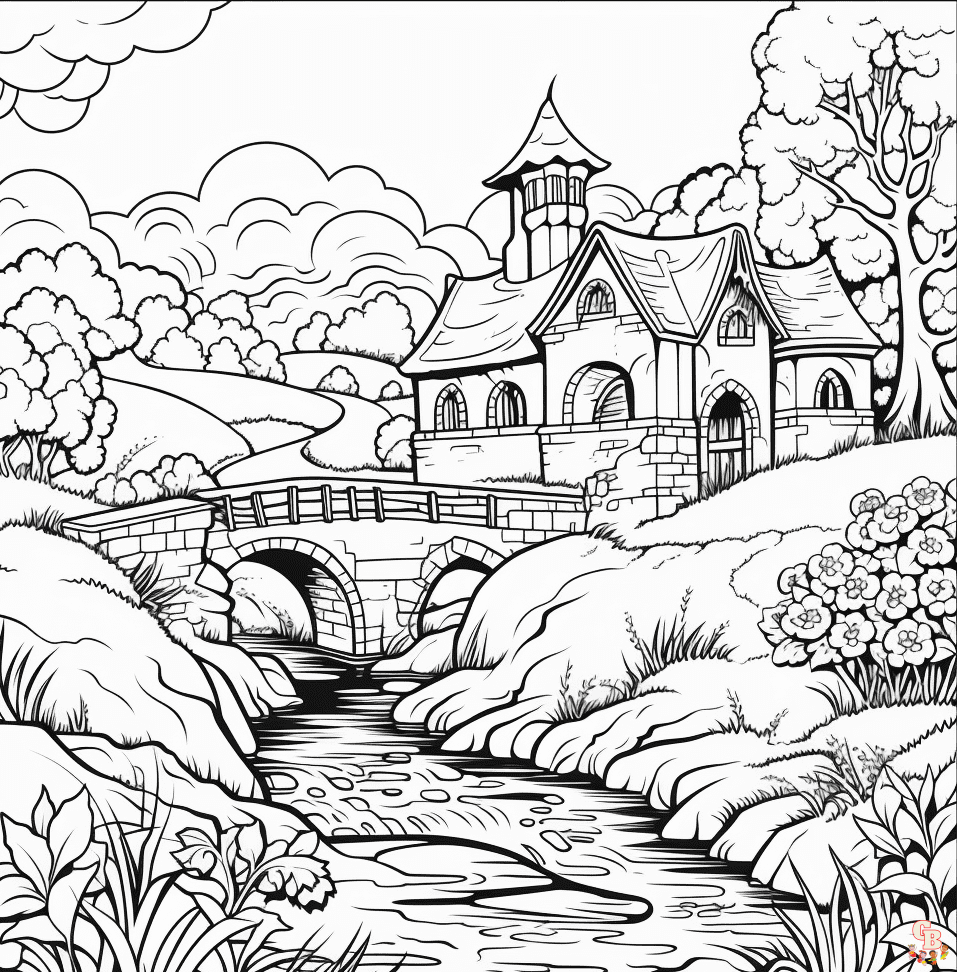 scenery coloring pages free