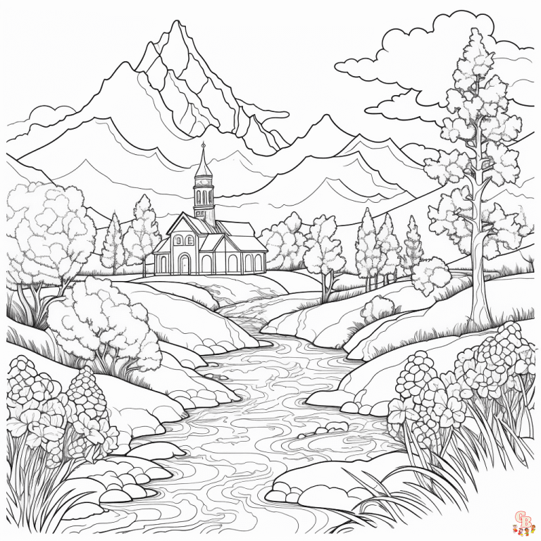 Printable Scenery Coloring Pages Free For Kids And Adults