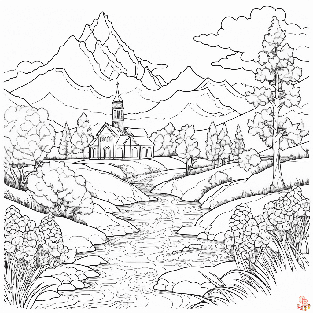scenery coloring pages printable free