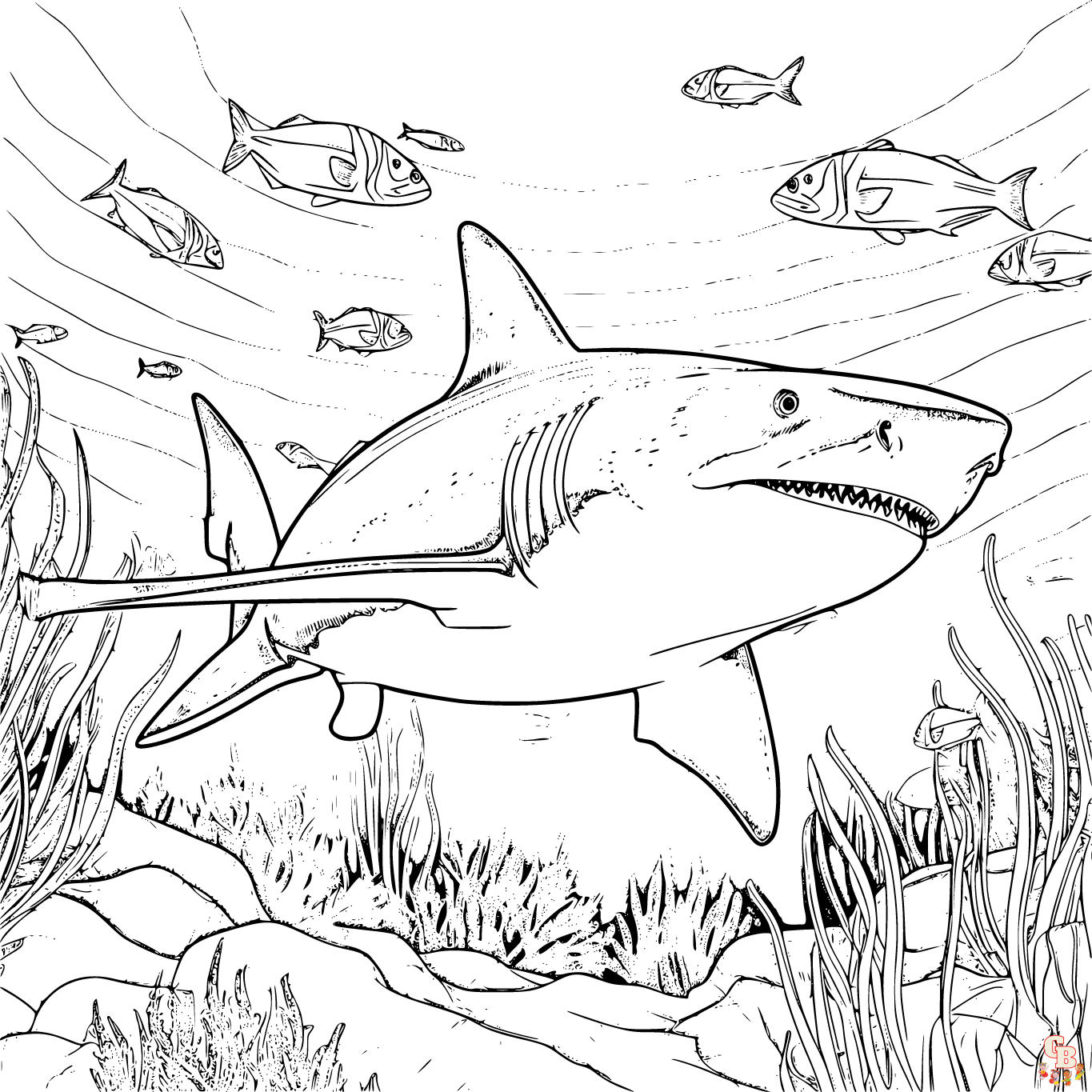 Tiger Shark Coloring Page