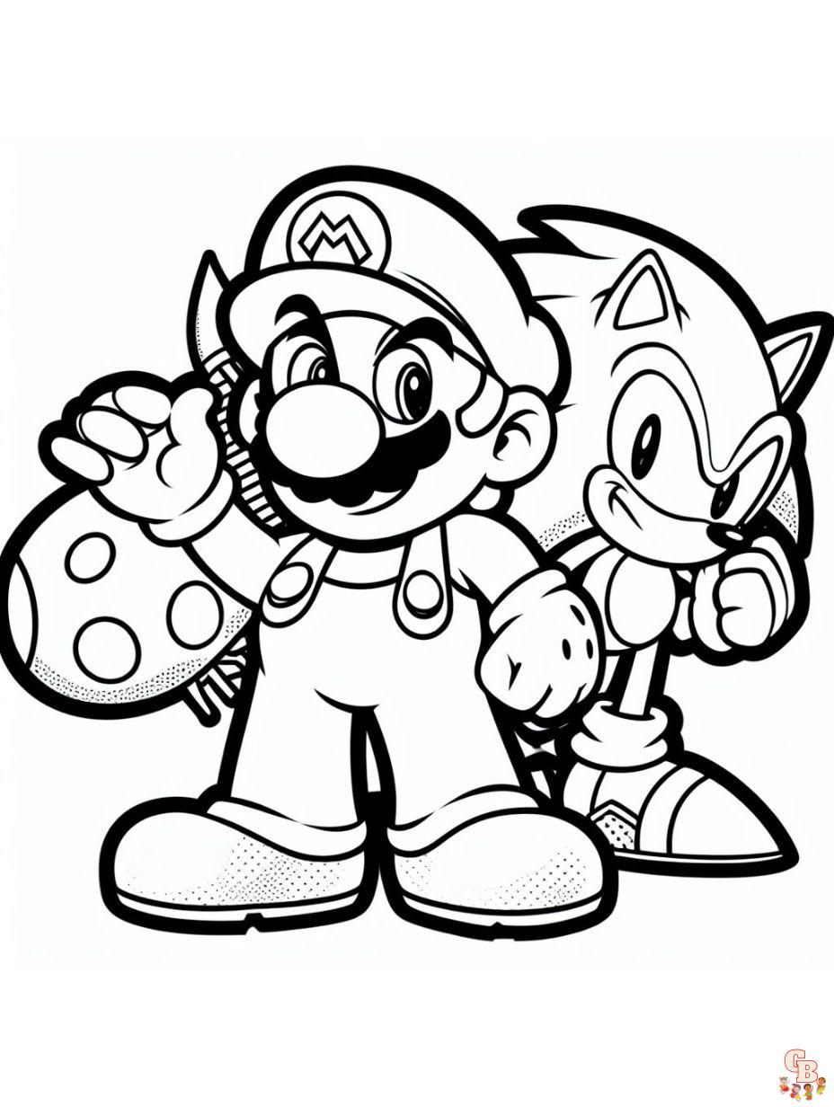 sonic and mario coloring pages