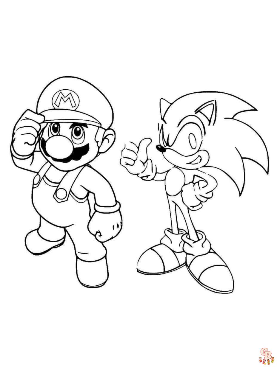 sonic mario coloring pages