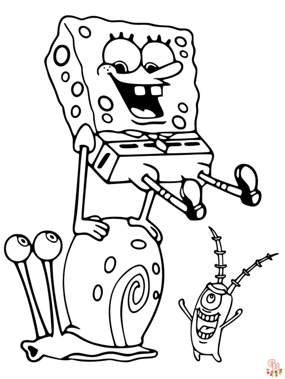 spongebob and gary coloring pages