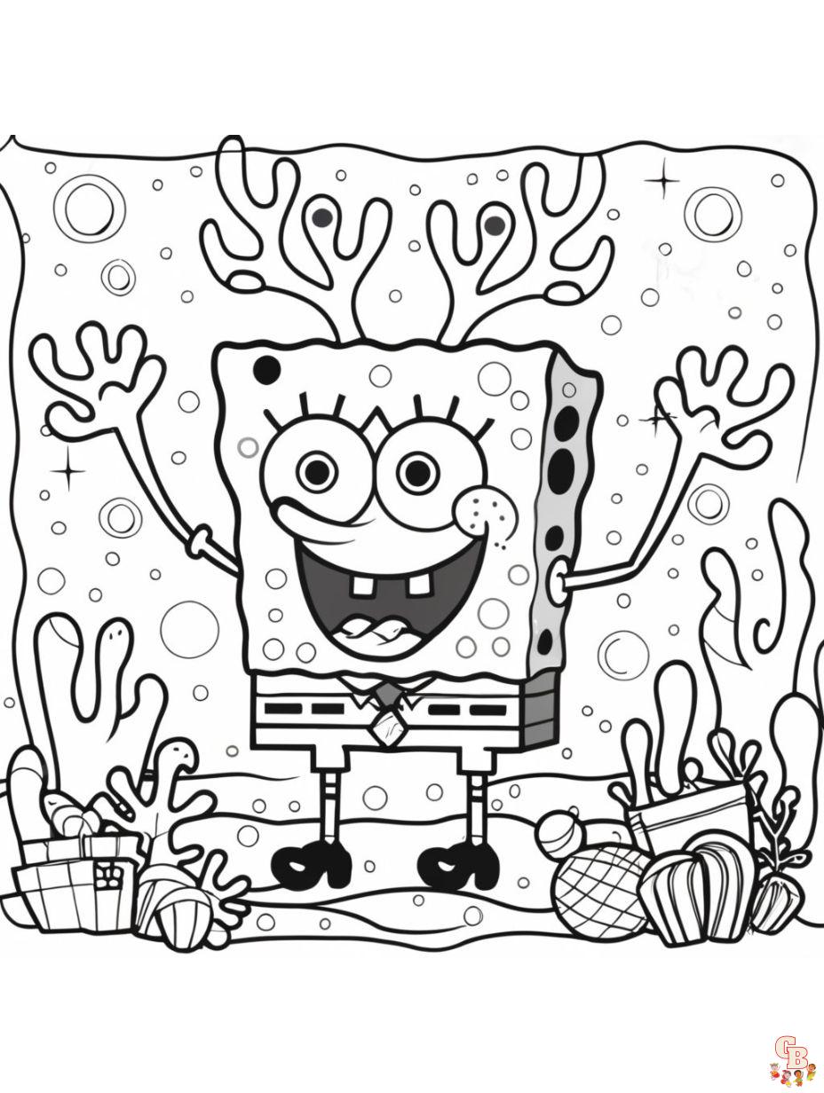 spongebob coloring pages christmas