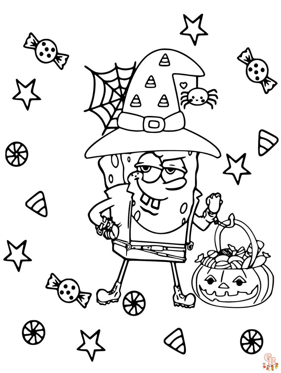 spongebob halloween coloring pages