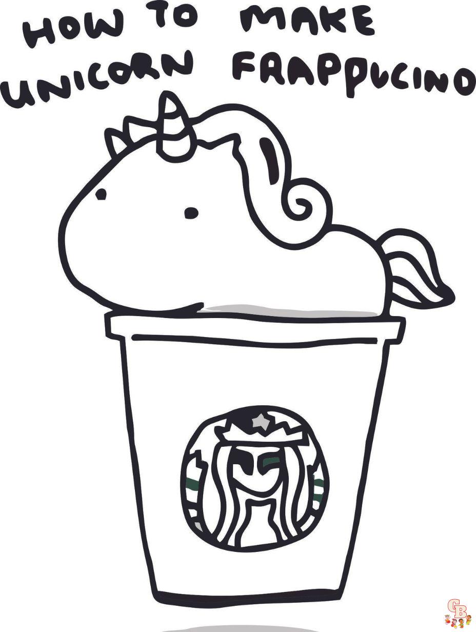 starbucks unicorn coloring pages