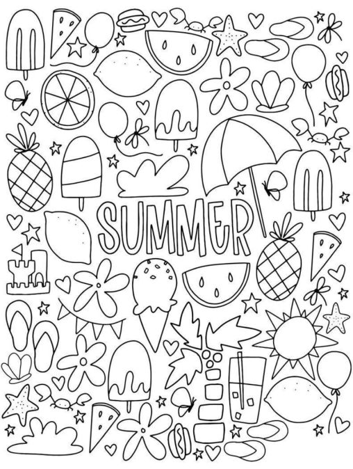 Summer Coloring Pages Free and Printable for Kids and Adults