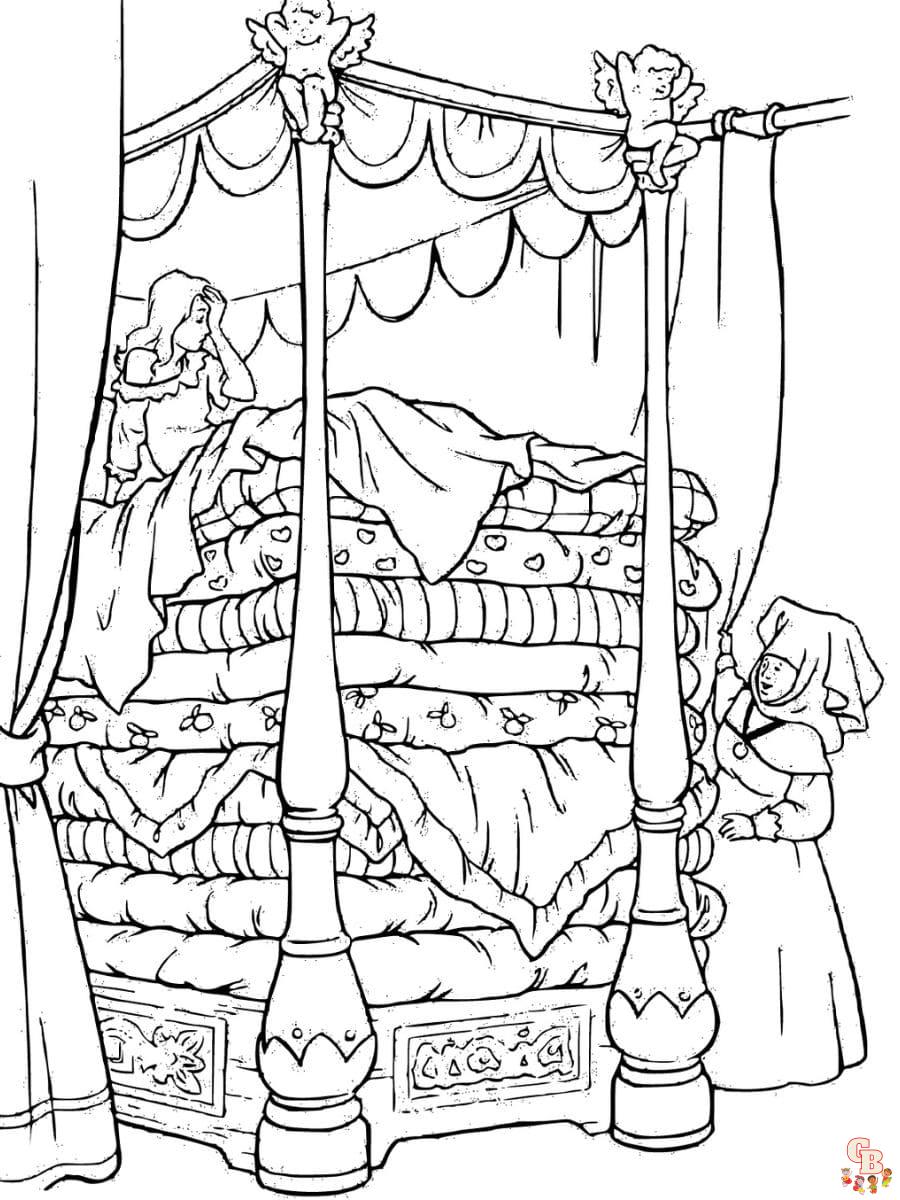 desen de colorat prințesa și mazărea