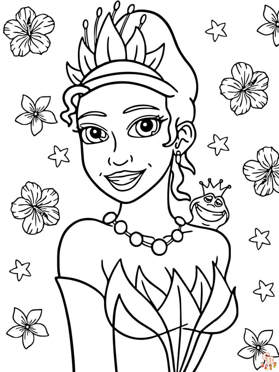 tiana princess and the frog desenhos para colorir
