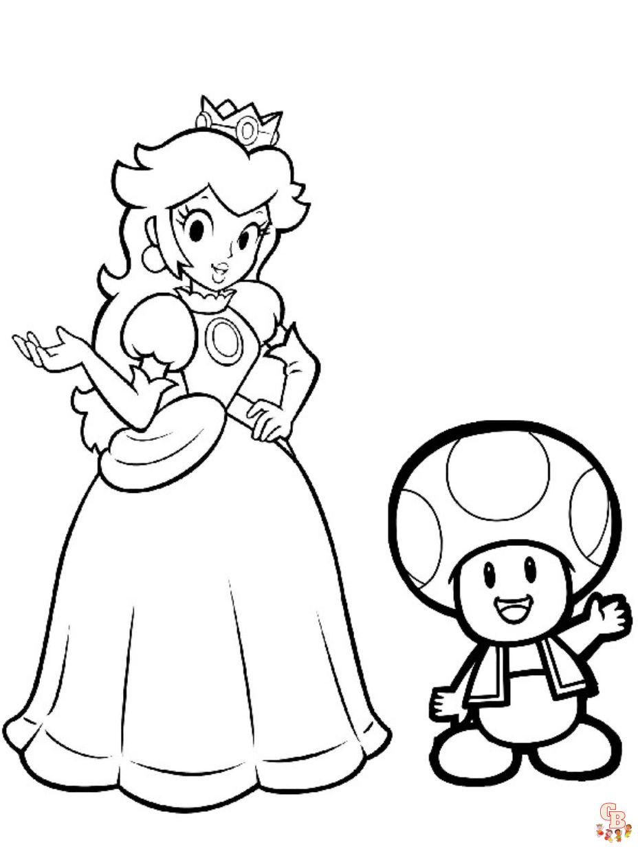 toad and princess peach desene de colorat