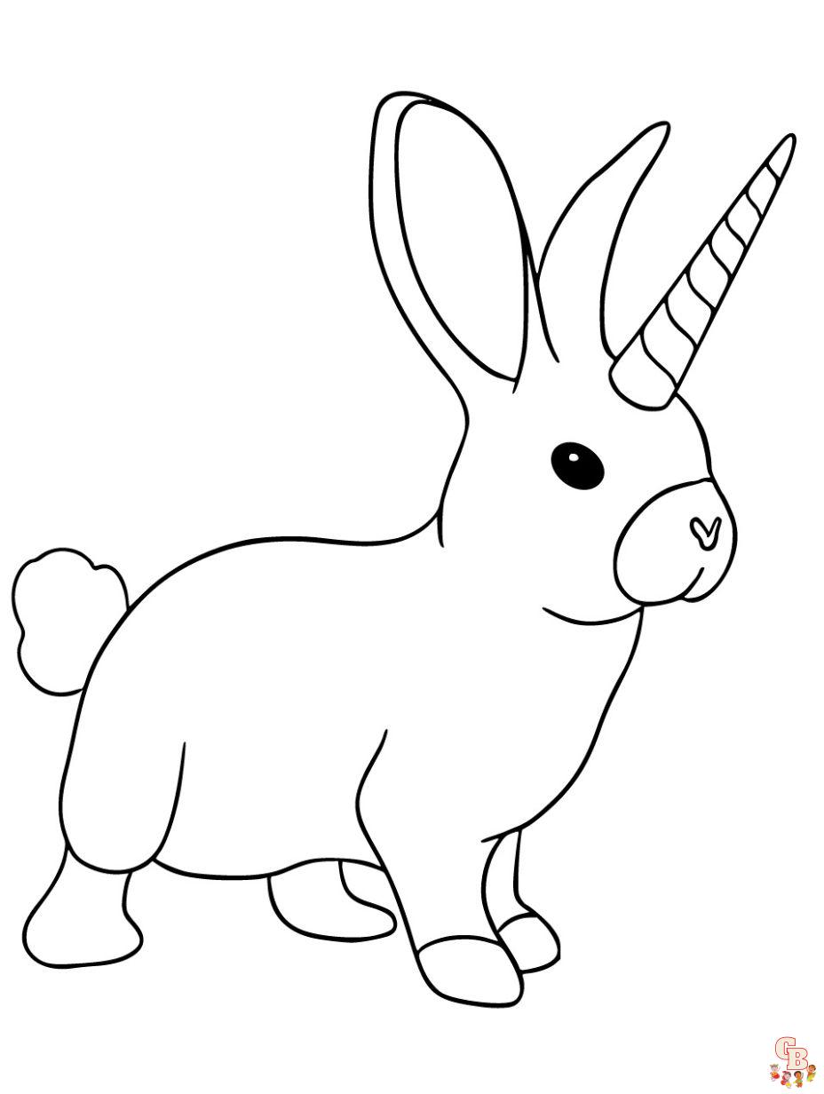 página para colorear de conejito unicornio