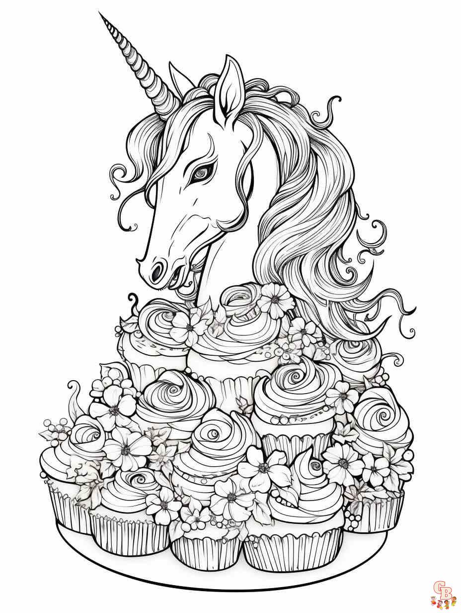 unicorn cake coloring pages