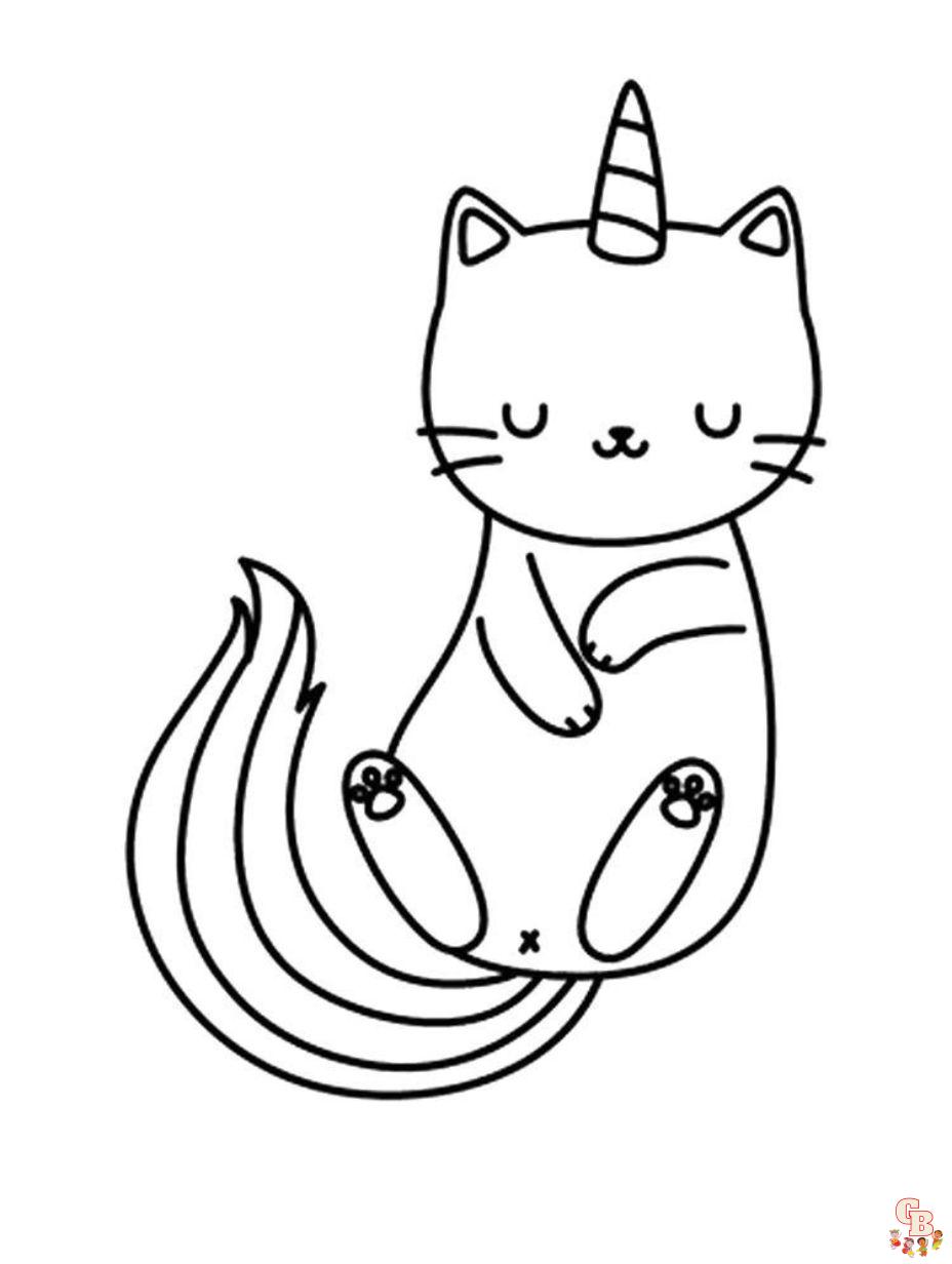 dibujos de gato unicornio para colorear printable