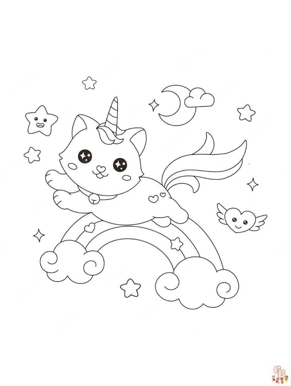 dibujos de gato unicornio para colorear imprimible gratis