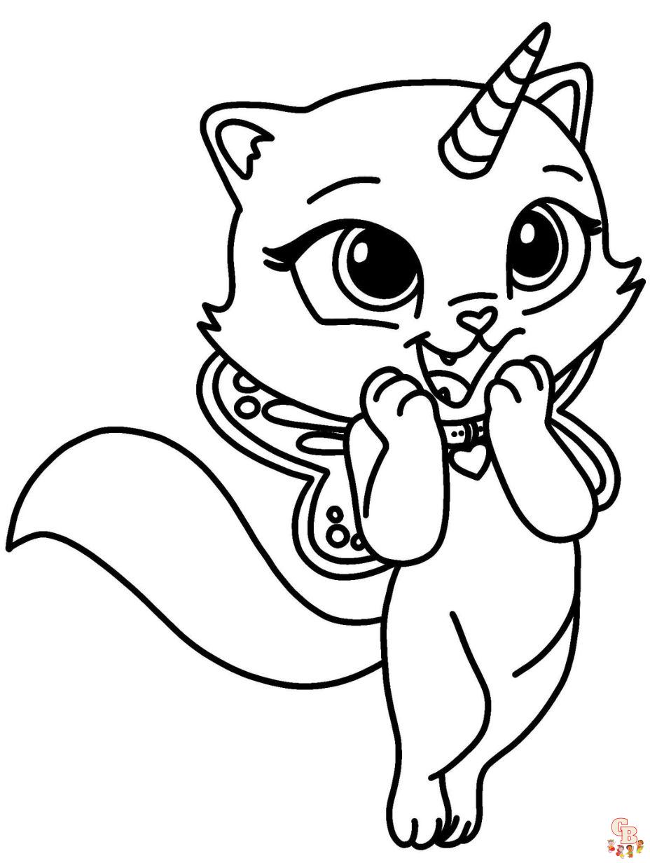 unicornio gato imprimible dibujos para colorear