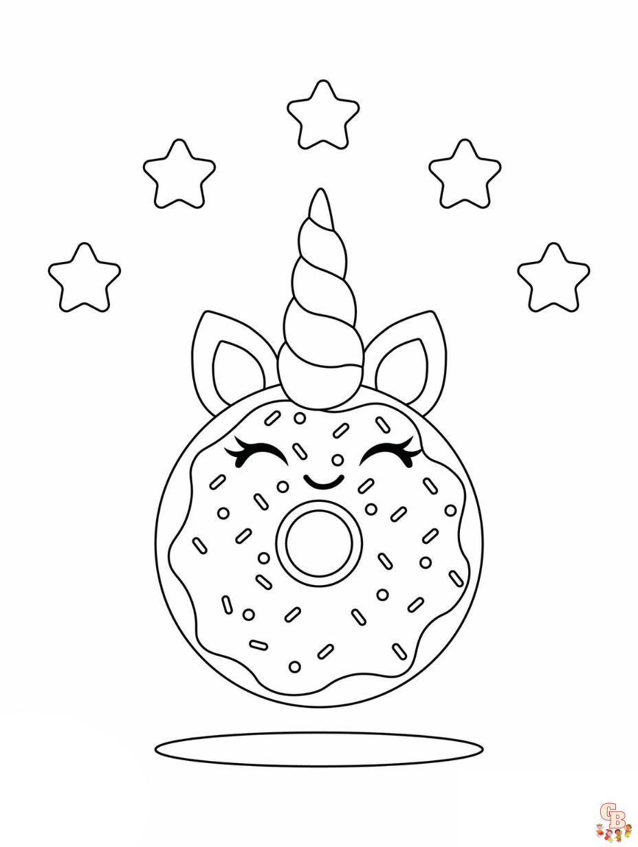 unicorn doughnut coloring pages