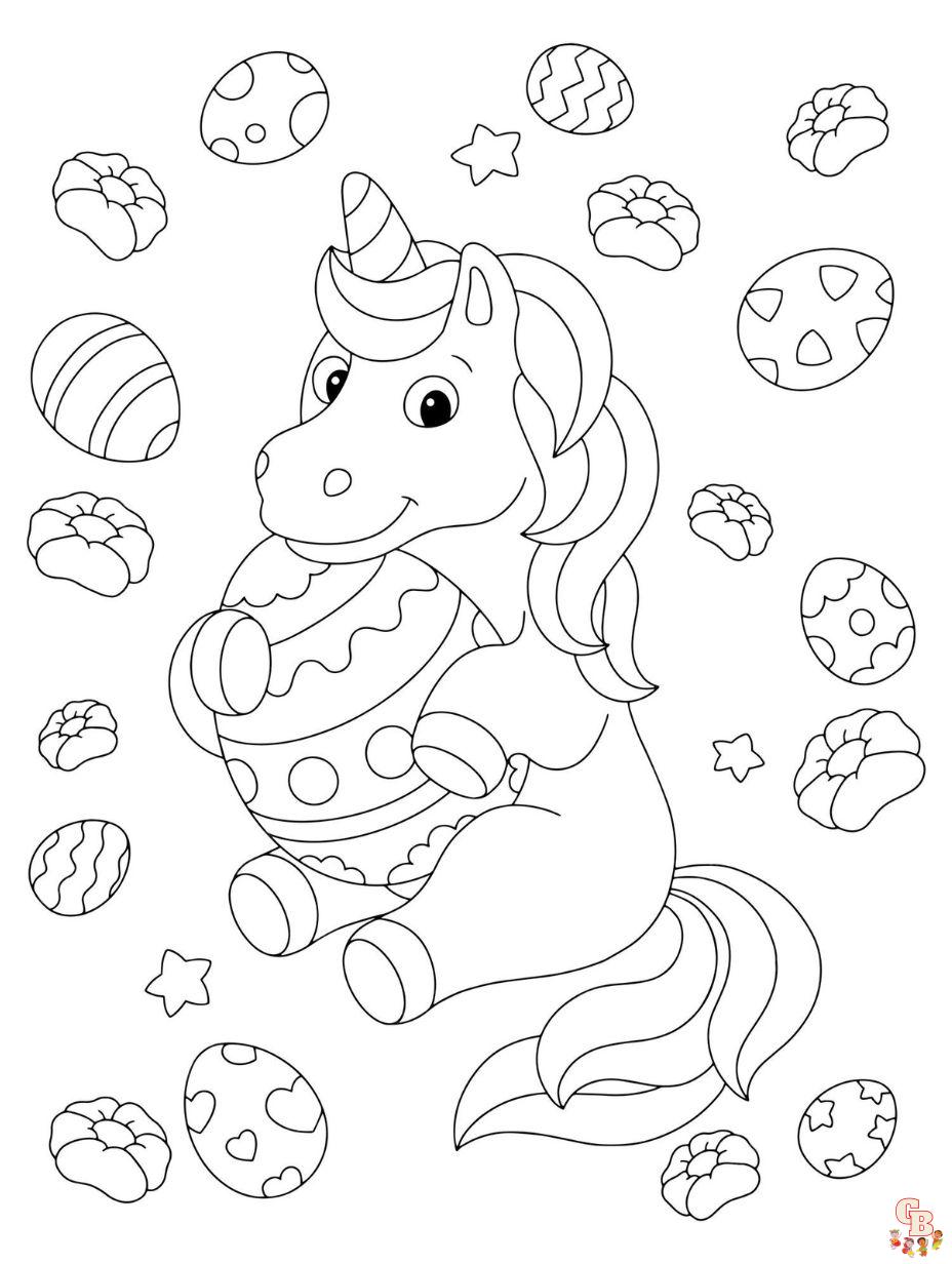 unicorn easter coloring page