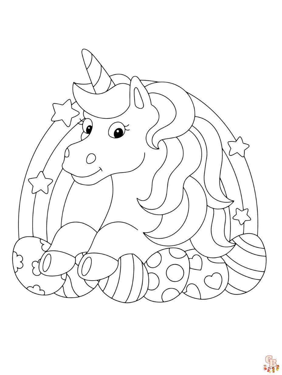dibujos de pascua de unicornio para colorear