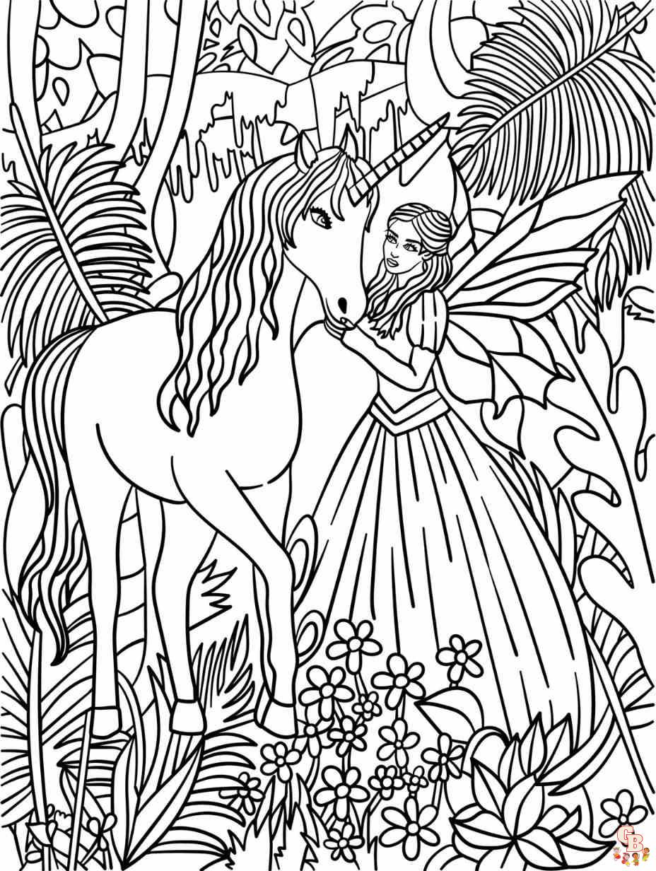 dibujos de hadas unicornio para colorear