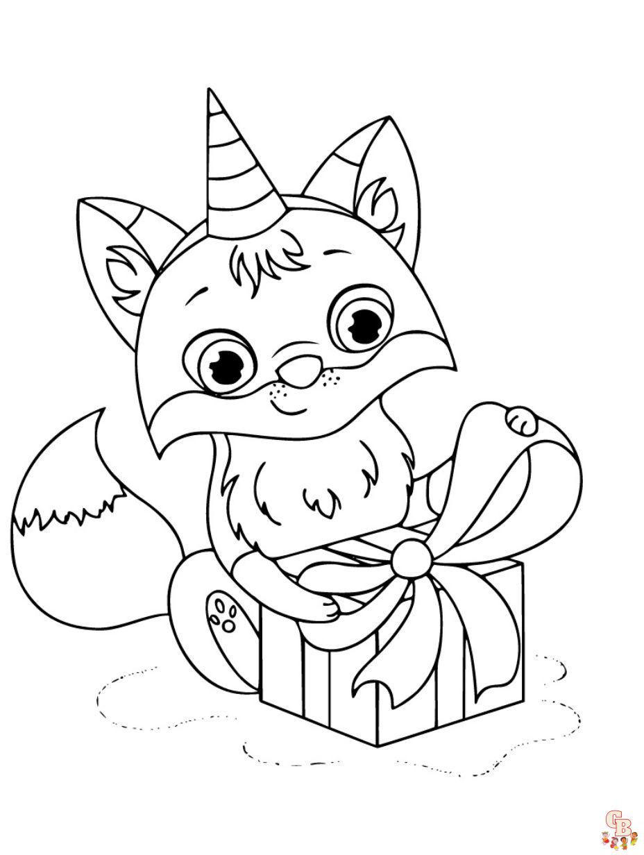 unicorn fox coloring pages