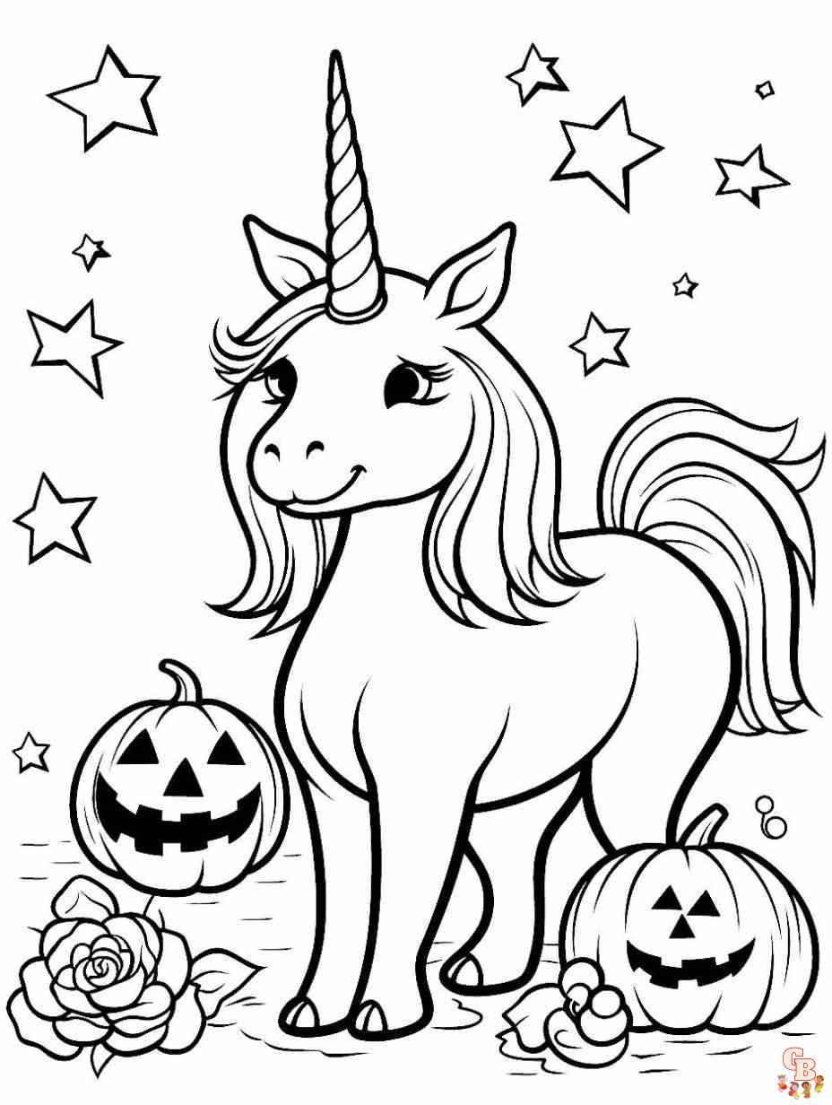 unicornio halloween dibujos para colorear
