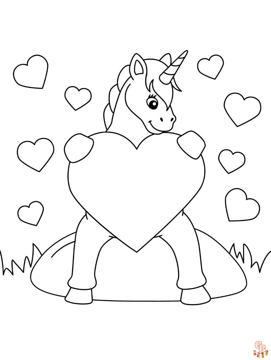 dibujos de corazon de unicornio para colorear