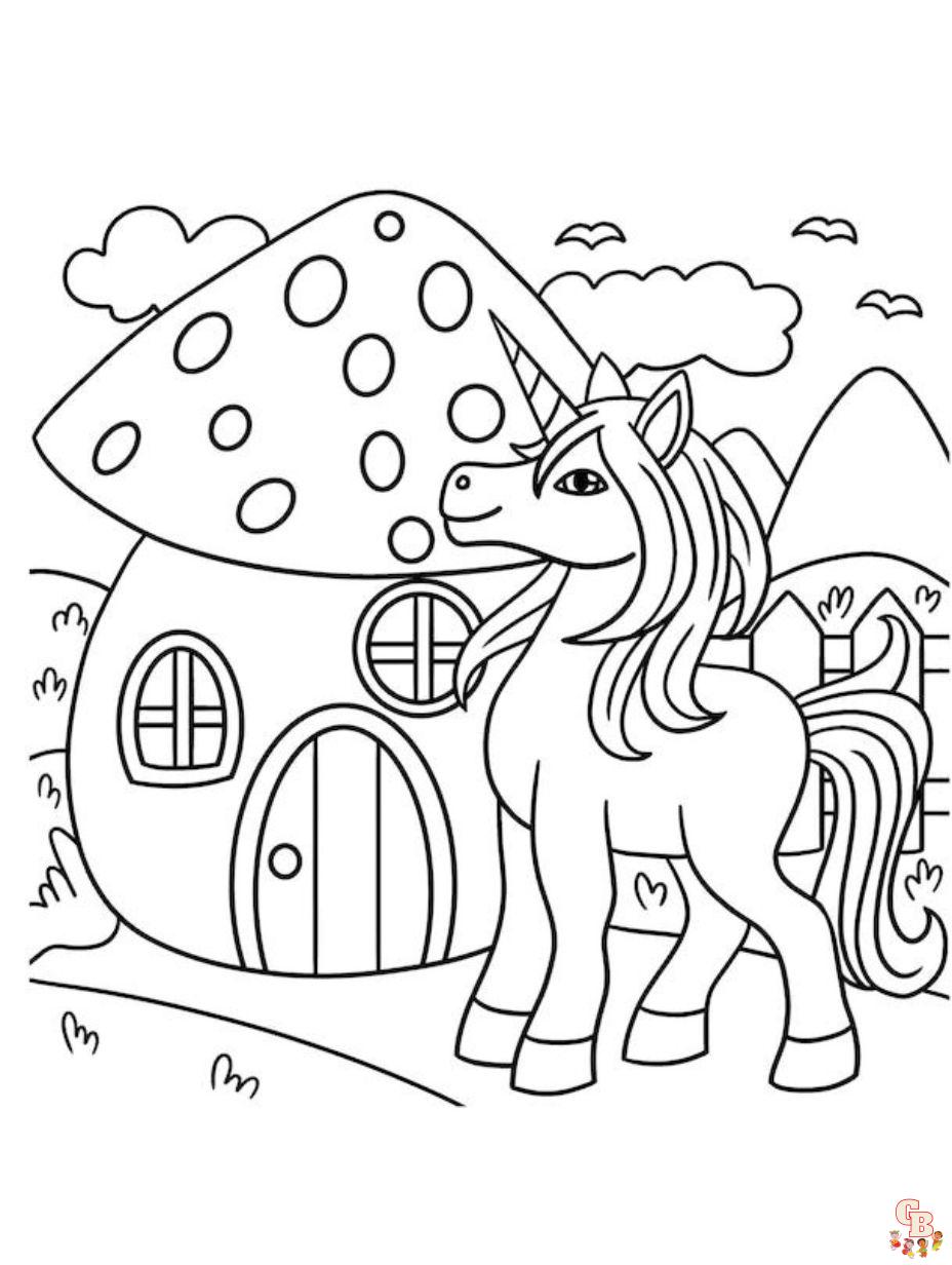 unicorn house coloring pages