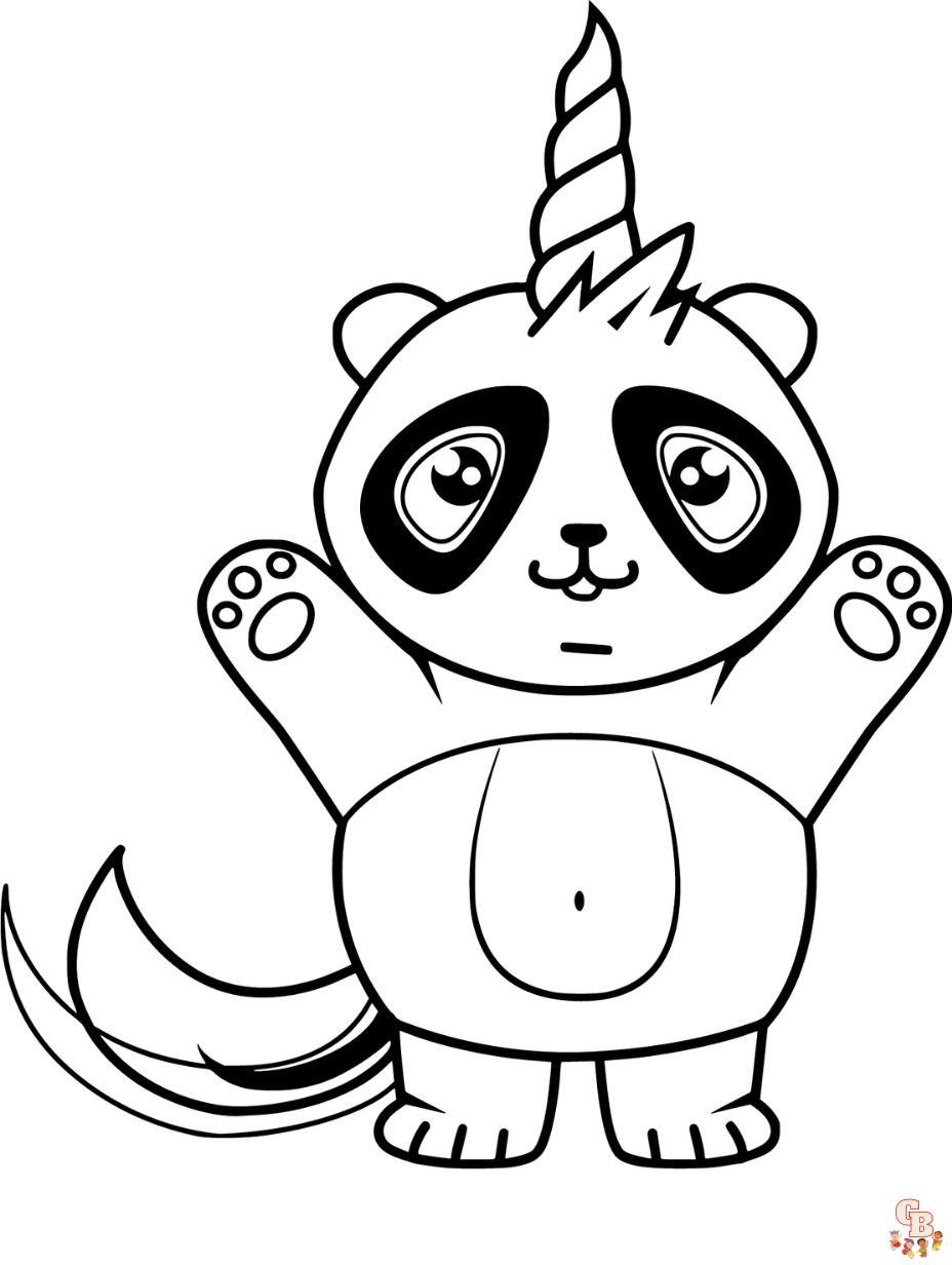 dibujos de panda unicornio para colorear