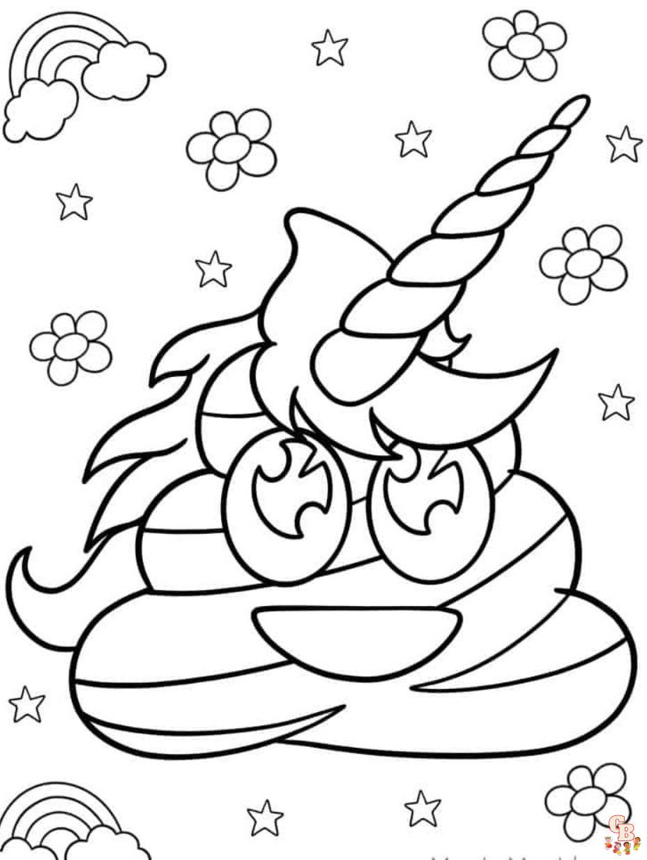 emoji caca de unicornio dibujos para colorear
