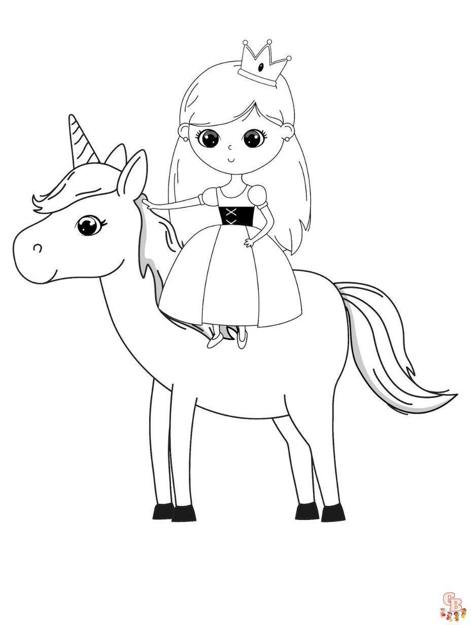 unicorn princess coloring page
