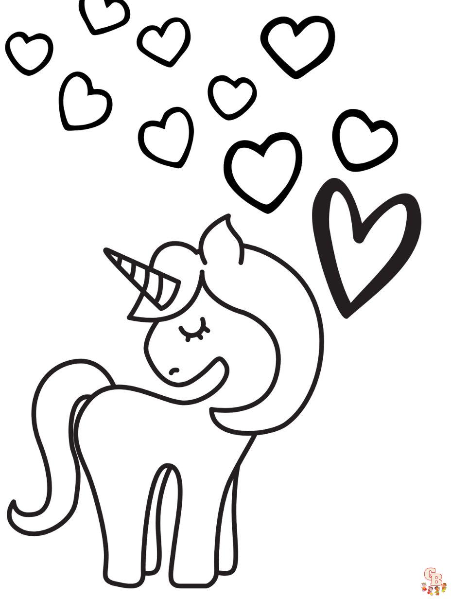 unicorn valentine coloring pages