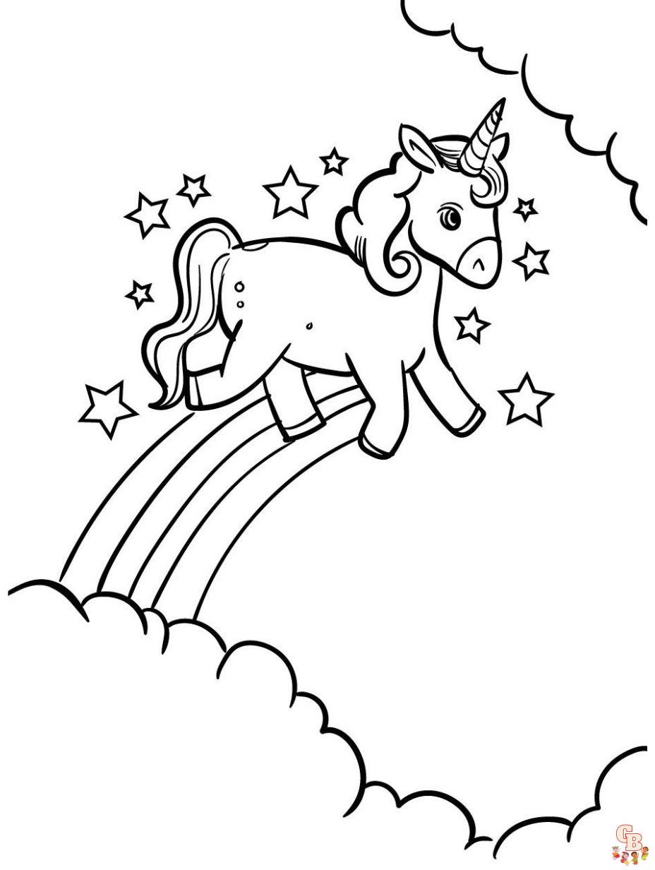 unicorn with rainbow coloring page