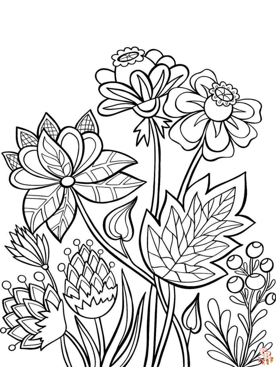 wild flower coloring pages for adults