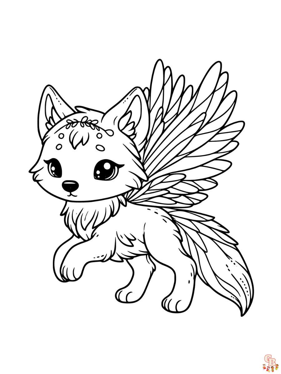 winged wolf coloring pages Free