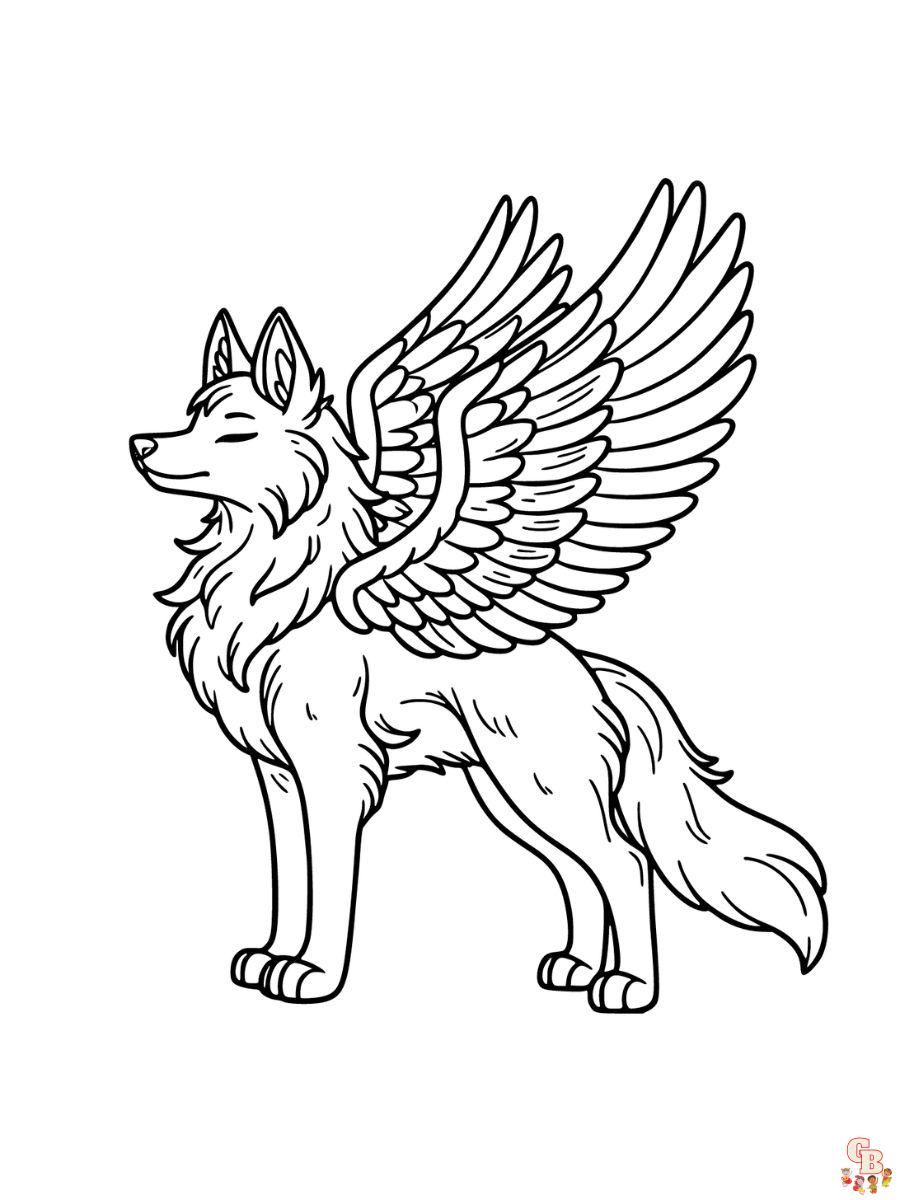 winged wolf coloring pages printable