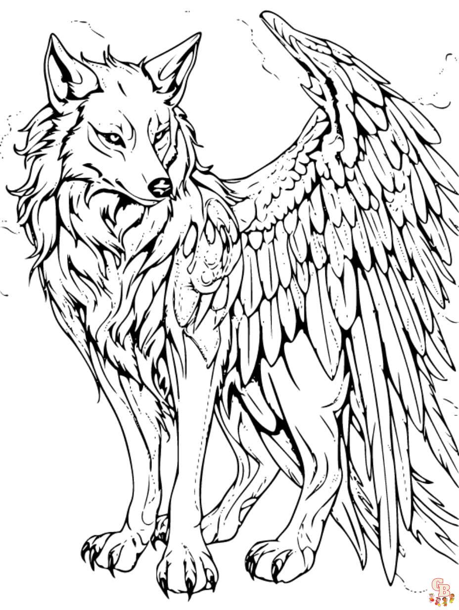 winged wolf coloring pages