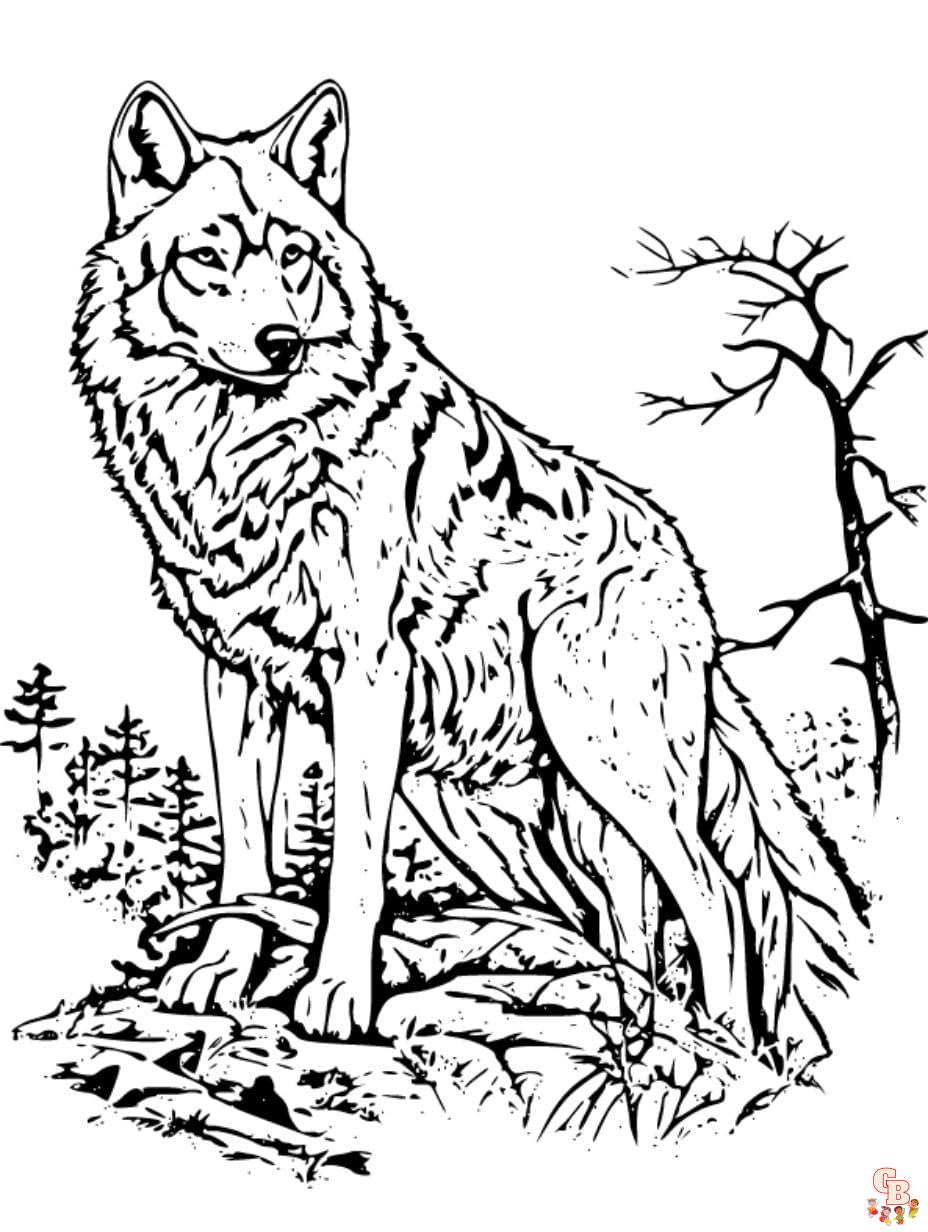 wolf coloring pages realistic
